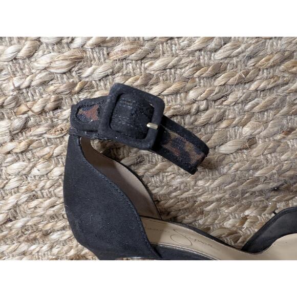 Jessica Simpson Size 8.5 Camania Mesh Cheetah Black Faux Suede Pointed Toe Heels - Picture 9 of 12